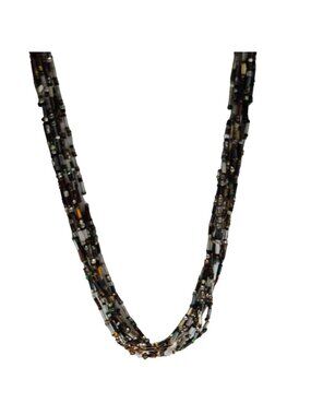 Vintage Seed Beaded Chunky Necklace  Multi Strand Fashion Jewelry Statement